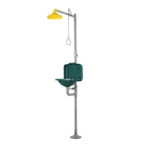 Composite flip-up eyewash station